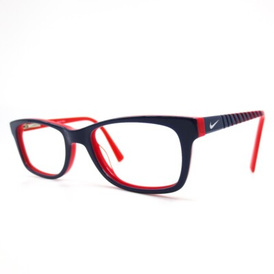 Nike Kids Eyeglasses Frames 5509 413 Red Navy Blue Rectangular 46-17-130