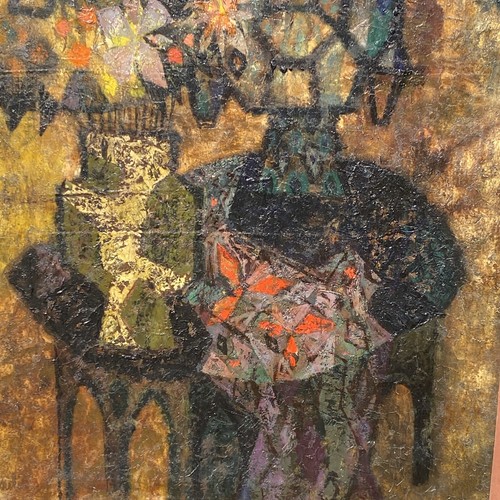 Dipinto olio cubista modernista metà secolo nato William Moulis 1919 elencato raro - Foto 4 di 6
