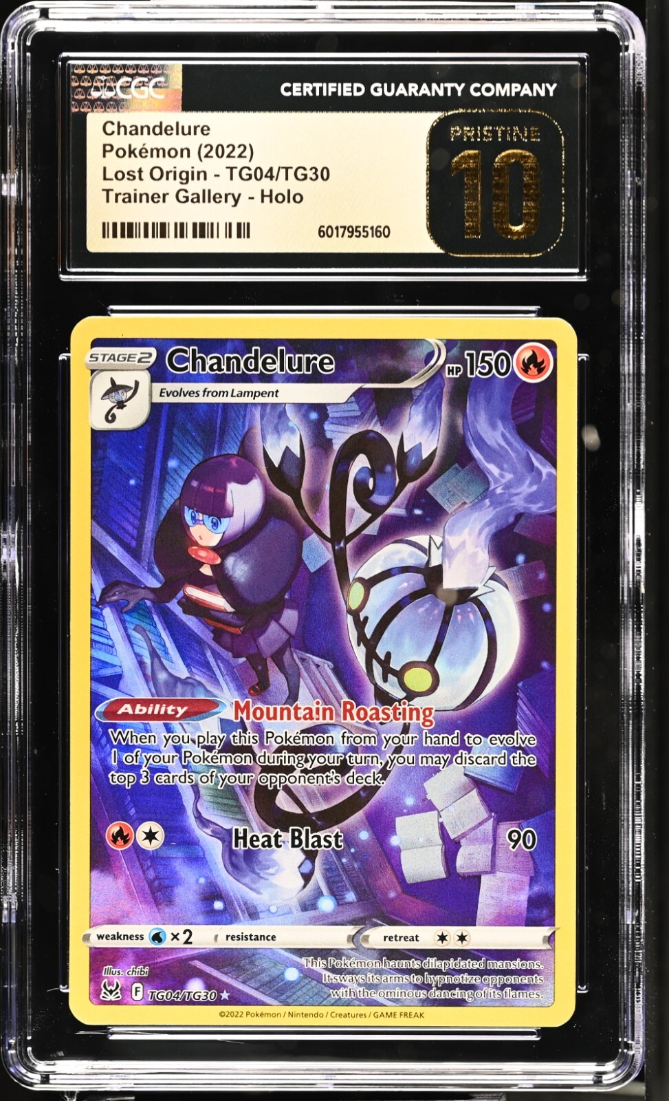 CGC 10 Pristine Chandelure TG04/TG30 Trainer Gallery Lost Origin Pokemon Card