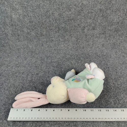 Emily Toys Bunny Plush Pastel Green Blue Pink Rattle Rabbit Slippers Nappy Lovey - Picture 12 of 13