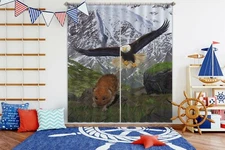 3D Eagle Catching Mouse O008 Photo Curtain Printing Fabric Window Vincent Amy