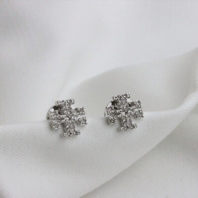 Tory Burch Double T Logo Shining Earrings Nice Lady Perfect Gift Holiday 