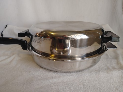 MULTICORE FAMILIE 5 PLY STAINLESS 13" SKILLET ROASTER 1 DOME & 1 FLAT LID USA - Picture 11 of 14