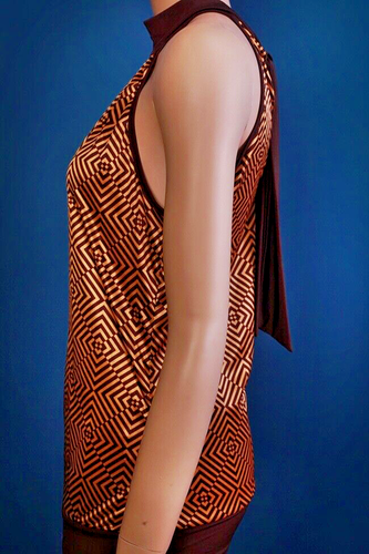 Charlotte Russe Sexy Stretch Bodycon Halter Neck Top Brown Stripe Size M - Picture 5 of 14