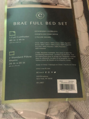Croscill Brae Full Bed Set NEW Silver and White blanket comforter - Picture 4 of 6