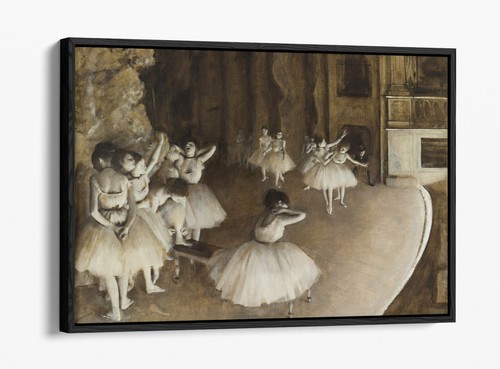 EDGAR DEGAS, BALLETTPROBE AUF DER BÜHNE - SCHWEBEREFFEKT GERAHMTER LEINWANDKUNSTDRUCK - Bild 9 von 12