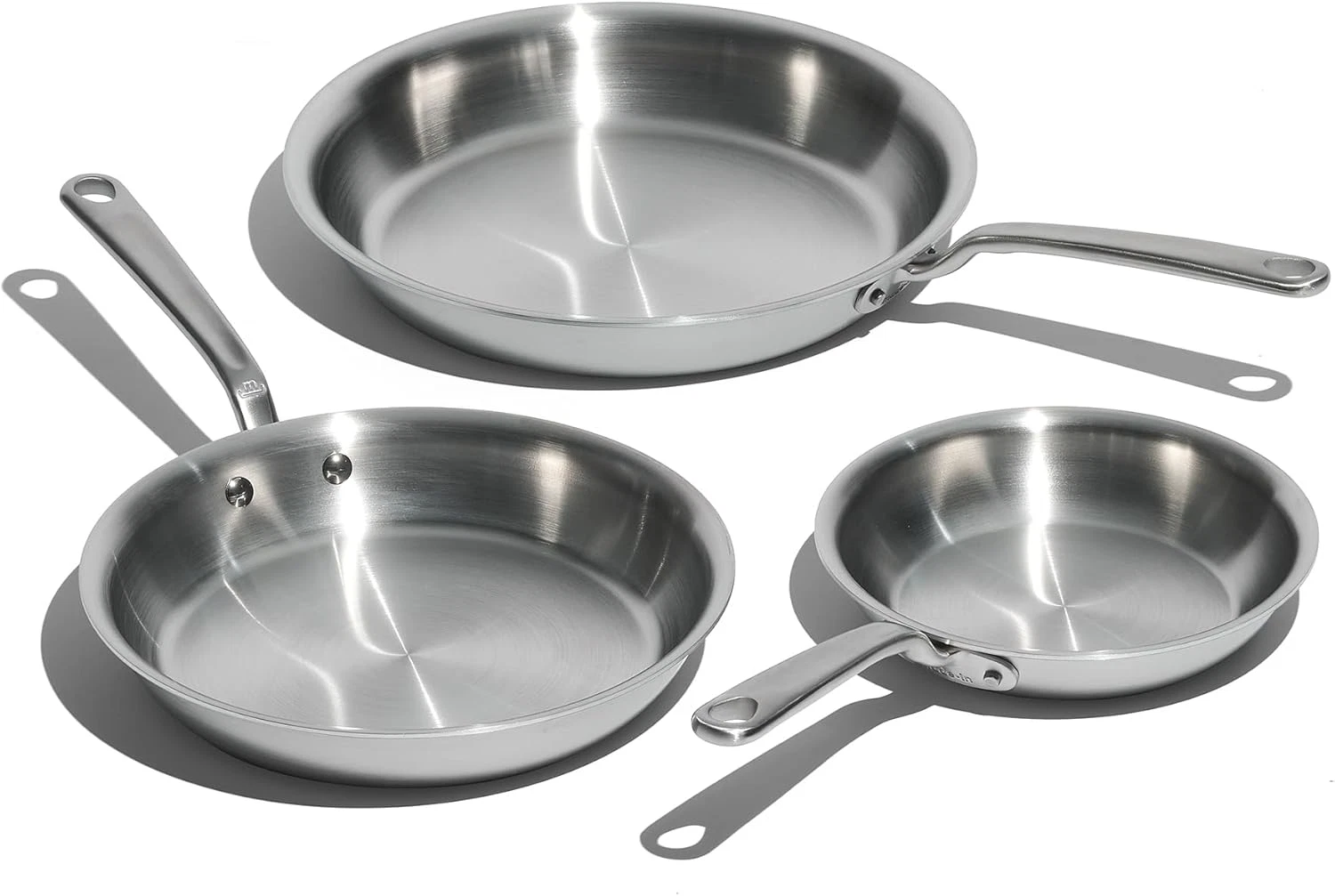 Professional 3-Piece Stainless Frying Pan Set - Induction Compatible