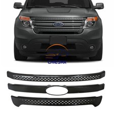 Black For 2011-2015 Ford Explorer Tape On Grille Overlay Front Grill Covers New