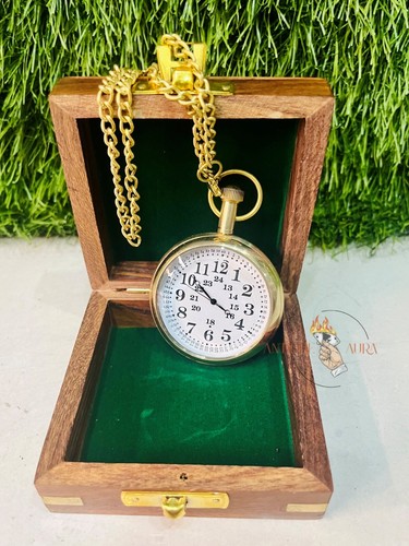 Watch elgin vintage pocket Collectible Antique Brass Pocket Watch W/ Box GIFT - Picture 3 of 7