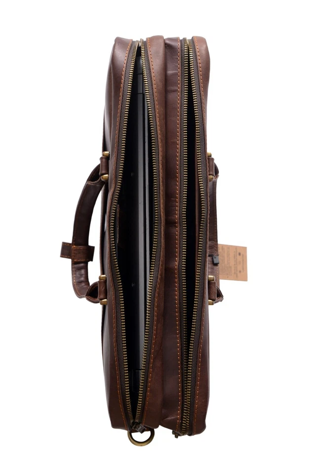 Bolso de cuero personalizado para computadora portátil de 16"", cartera de cuero de negocios Foto 4 de 4