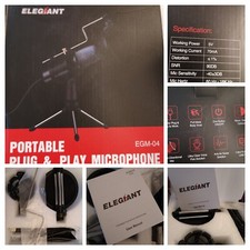 Elegiant Portable Plug Play Condenser UBS Black Microph EGM-04 K38 8-Bit NEW