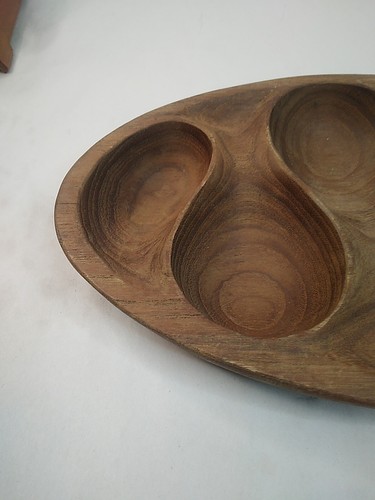 Vintage B&B THAILAND Teak Wooden Bowl Carved MCM - Picture 2 of 13