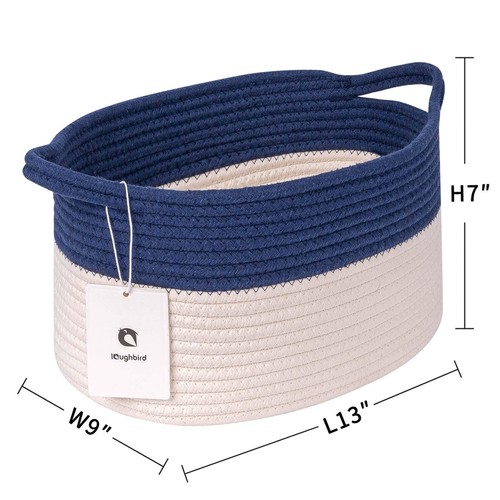 Navy Blue Storage Basket Bins For Closets Shelving Storage&organizingrope Nurser - Picture 2 of 9