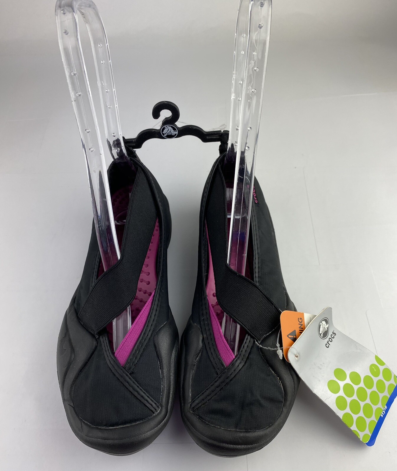 Crocs Molly Black Pink Mary Jane Flat Loafers Size 6-image