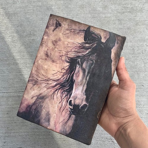 Horse Journal Blank Notebook, EcoFriendly Recycled Cotton Paper Rustic Guestbook - Picture 5 of 7