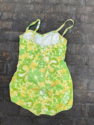 Vintage 50s 60s Green Playsuit Bathing SwimSuit One Piece Perfection Fit Roxanne - Picture 4 of 12