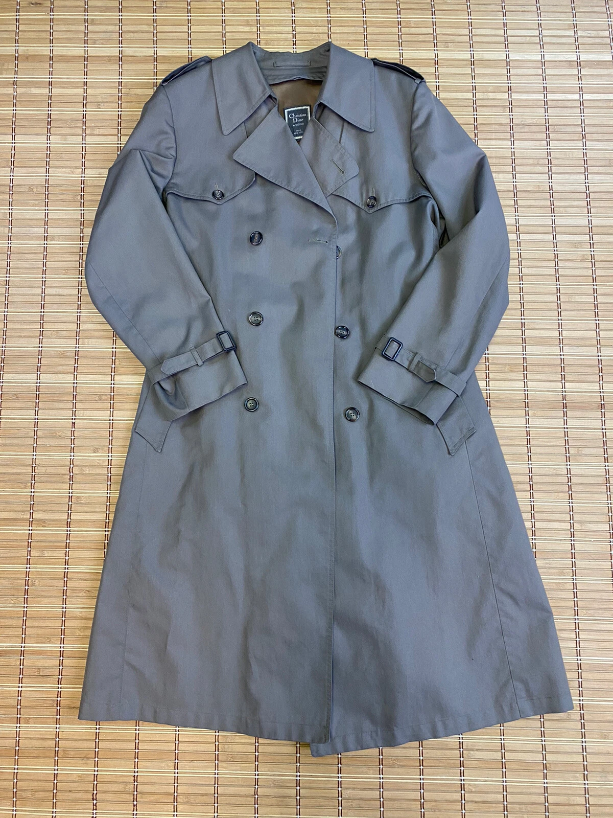 Trench coat vintage Christian Dior Monsi L beige bronzage double poitrine
