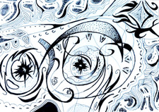 Quadro Astratto Spazio Originale Astrazione Firmato Arte Ucraina Artista 5,8x8,3"