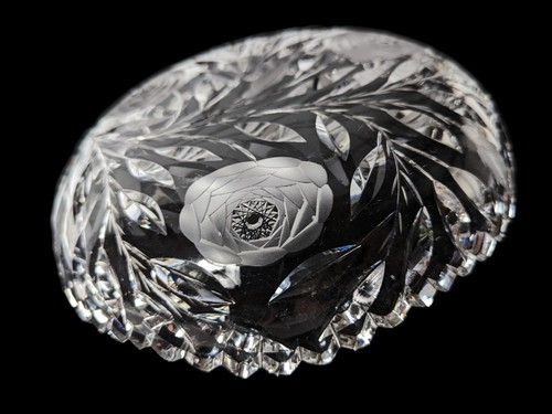 Antique ABP Irving Early American Brilliant Cut Glass White Rose 8" Nappy Dish - Picture 9 of 14