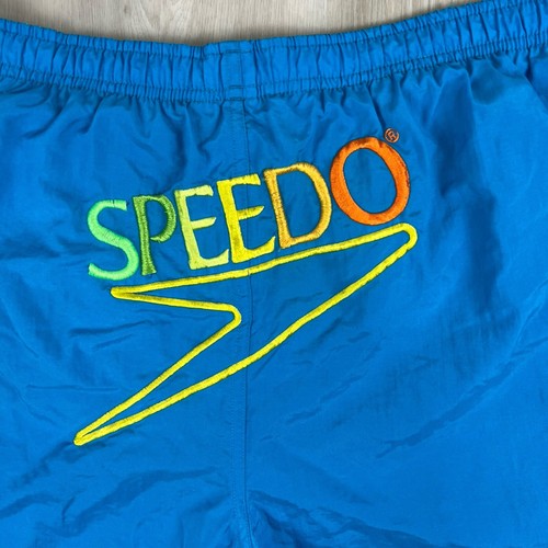 Vintage 90s SPEEDO Mens Nylon Blue Spellout Swimming Trunks Shorts Size Large - Picture 6 of 11