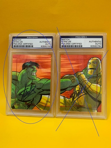 (SIGNED) STAN LEE Greatest HULK Iron Man Sketch FEX card Coa (PSA DNA) LEFT side - Picture 2 of 4