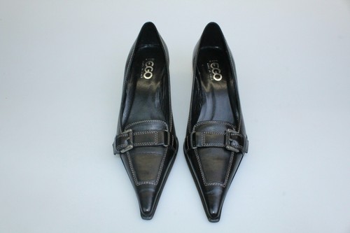 shoes women GOZZI EGO - 3 UK (36 EU) - courts black leather DR931 - Picture 4 of 5
