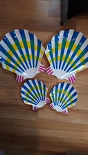 Vintage Taipro Sea Shell Melamine Picnic Platters Plates Beach Set Of 4