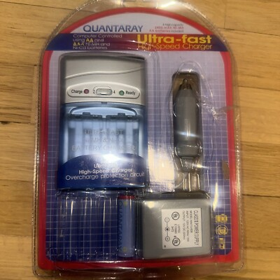 #ad NEW Quantaray Ultra Fast Ni MH and Ni Cd Battery Charger AA amp; AAA w 4 batteries $25.99
