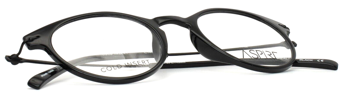 Aspire REMARKABLE Black Frames 46 20 145 Round Glasses ASPIRE Wealthy Black Unisex Round Full Rim Eyeglasses 46-20  main image 3