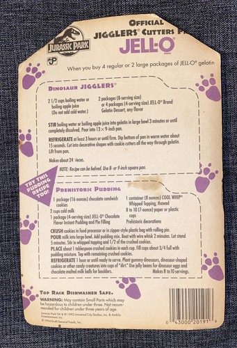 1994 Kraft Jell-O Official Jurassic Park Jigglers Cutters Purple Dinosaur - Picture 2 of 2