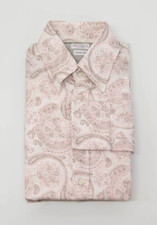 NWT Brunello Cucinelli Men Slim Fit Paisley Print Button-Down Dress Shirt M A248