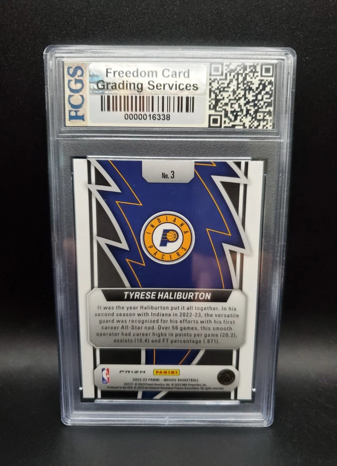 Tyrese Haliburton [Green] #3 (2022) Panini Mosaic Thunder Road - Graded 9 [FCGS] - Image 2 of 2