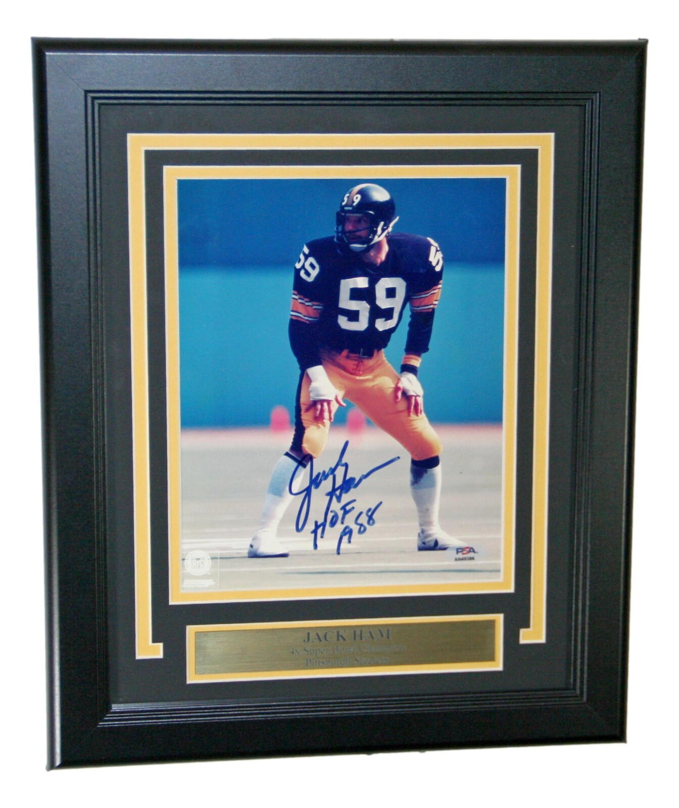 Jack Ham Autographed Signed Pittsburgh Steelers 8x10 framed photo PSA/DNA 