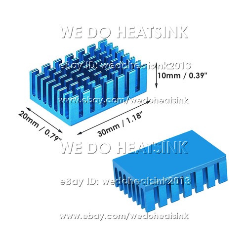 30x20x10mm With or Without Tape Blue Anodize Heatsink Radiator Cooler for CPU IC - Picture 2 of 9