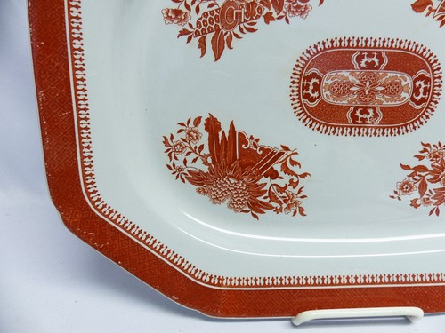 Spode Copeland Fitzhugh Red 16-5/8" Large Platter with Wear BBQ, Roasts, Turkey - Picture 4 of 6