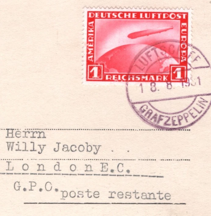 GERMANY An Bord Postcard GRAF ZEPPELIN 1m Air 1931 *ENGLANDFAHRT* London KZ210 - Image 3 of 4