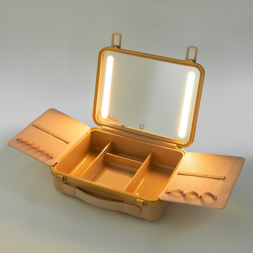 3 Colors Portable Travel Makeup Box with 4K Silver Plated Mirror and LED Lights - Picture 10 of 60