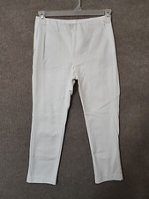 J Jill Essential Cotton Stretch Pants Womens 4 Petite White Pull On Zip Pockets