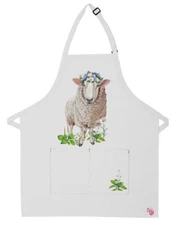 Cheviot Sheep Apron Two Pocket Bib Apron with Adj Neck