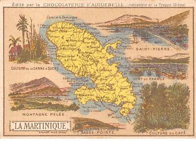 Chromos. AM14611.6x9 cm ca.Aiguebelle Schokolade. Nr. 98. Karte Martinique. Gesund