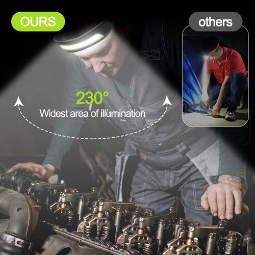 Lámpara de diadema COB Faros LED USB Recargable Antorcha Luz de trabajo EE. UU. - Imagen 11 de 12