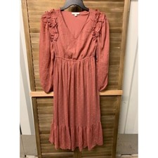 August Sky Long Sleeve Boho Dress Womens Size Small Pink VGUC Y2K Cottagecore