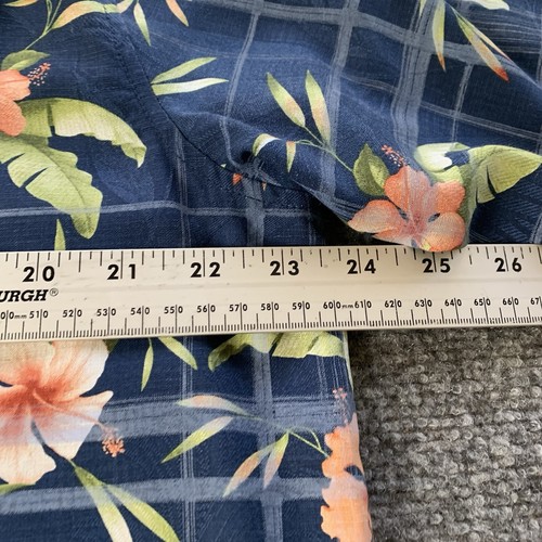 Tommy Bahama Mens Button-Up Hawaiian Shirt 100% Silk Floral Striped Blue Size L - Picture 9 of 11