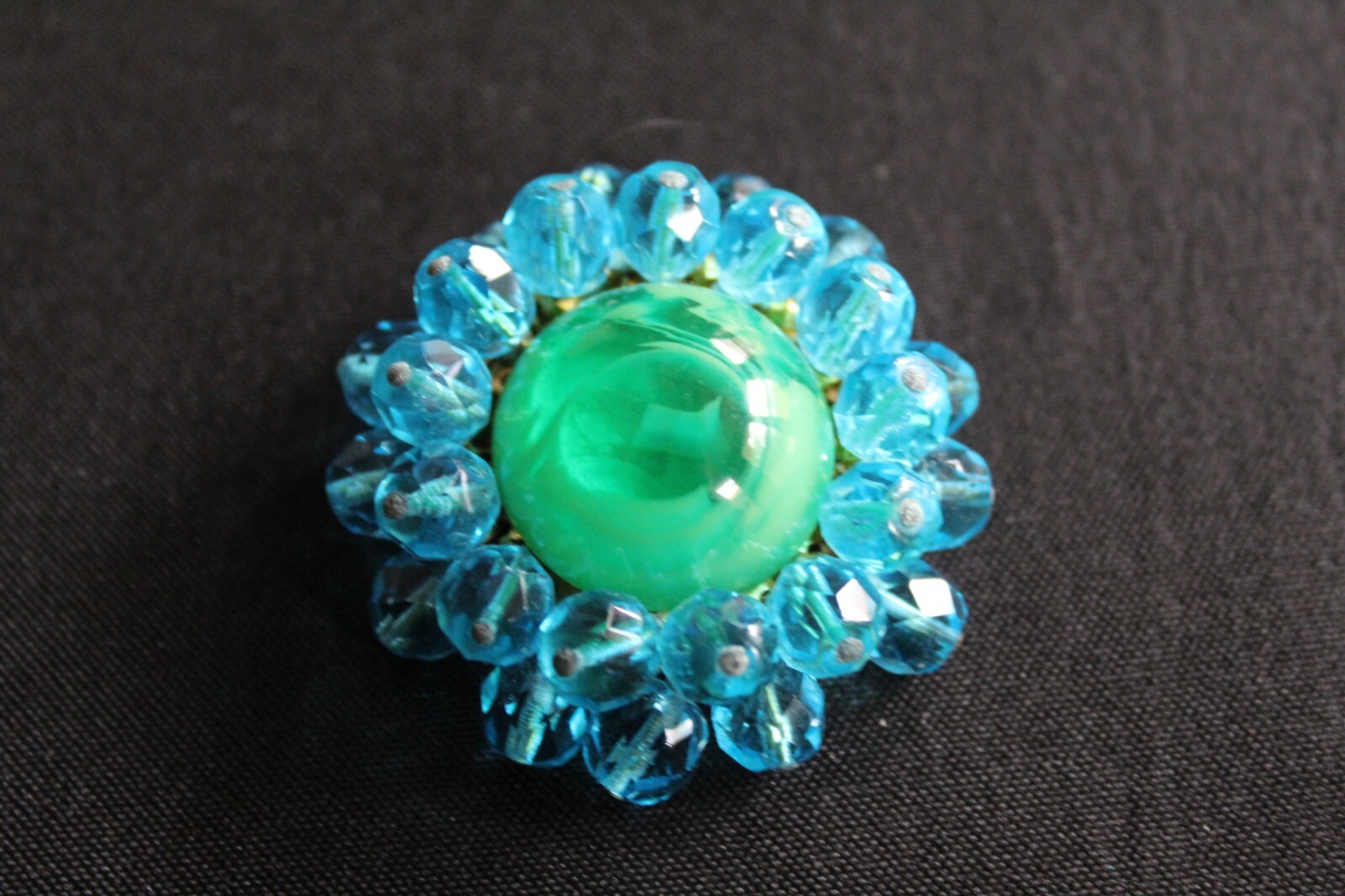 Vintage Glass Bead Glass Stone Center Cluster Brooch … Gem