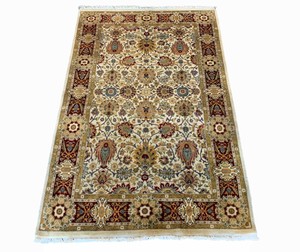 Vintage-4X6-Fine-Hand-Knotted-Oriental-Area-Rug-Beige-Wool-Carpet-4-1-x-6-1