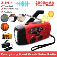 2000mAh Radio Crank Solar Hand Weather Power Bank Charger with Flashlight Light
