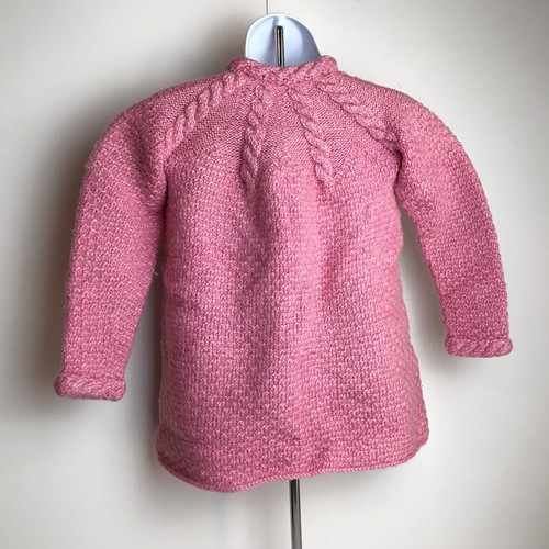 Hand Knit Chunk Sweater Button Front Long Sleeve Girls size 5 Unique MM - Picture 2 of 4