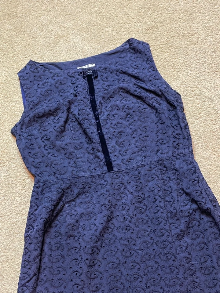 Vestido midi vintage años 50 60 A LADY PETITE algodón con ojales sin mangas S/M Foto 3 de 4