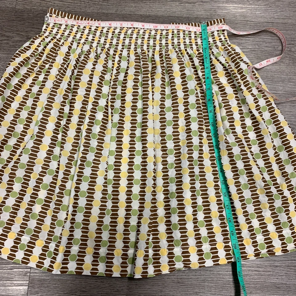 Tommy Bahama хлопковая мини расклешенная юбка женская размер 12 сзади на молнии с подкладкой в горошек - Изображение 4 из 4