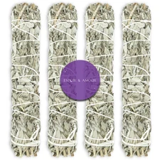 California White Sage 9" Smudge Sticks for Spiritual Healing & Cleansing 4 Pack